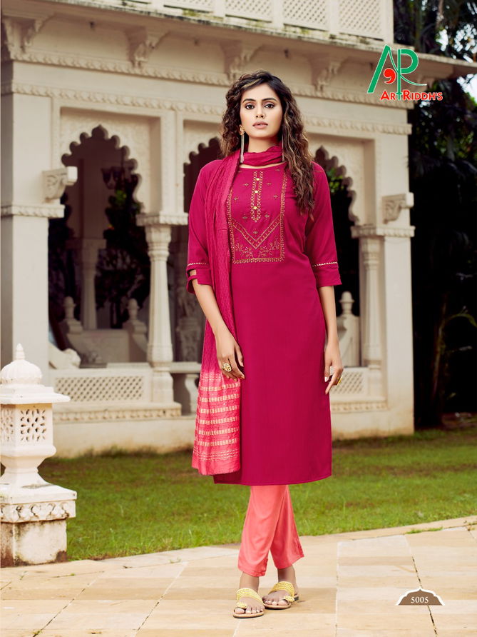 Art Riddhs Rrr Ethnic Wear South Cotton Heavy  Kurti With Dupatta Collection